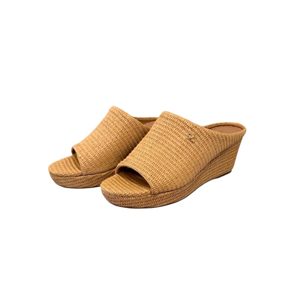 Aerosoles‎ Cafe Basket Raffia Wedge Sandals Natural Tan Women Runs Big 7.5M/8.5M